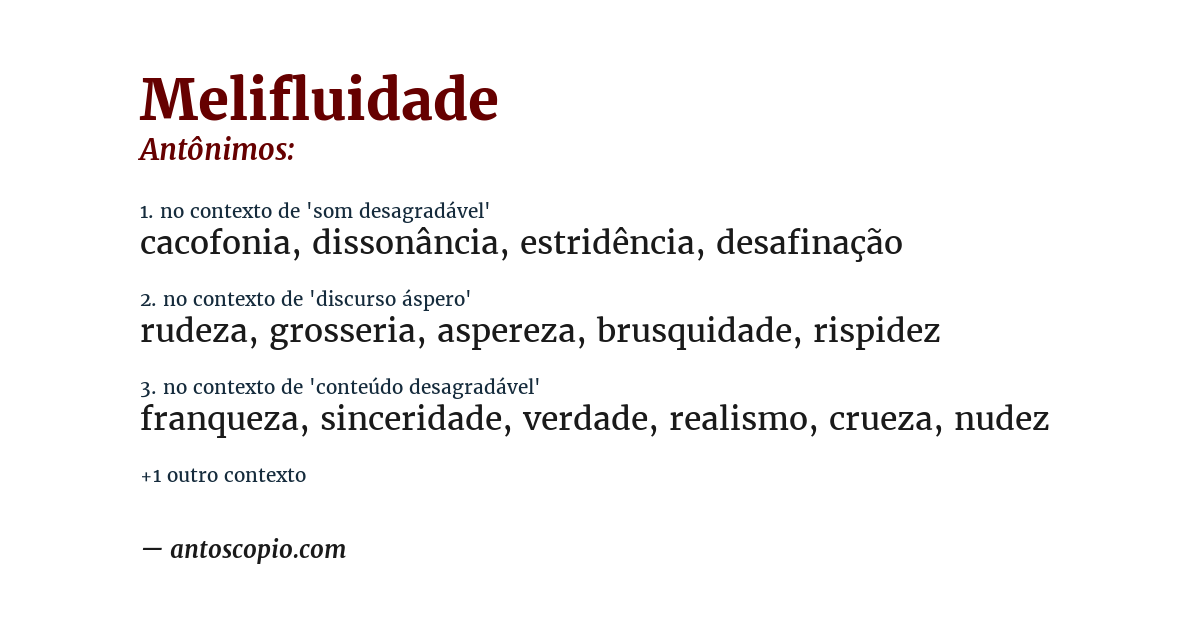 Antônimo de melifluidade