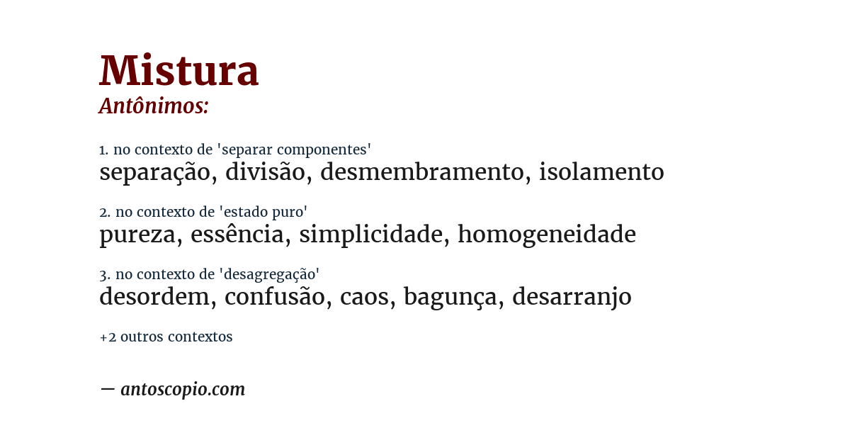 Antônimo de mistura