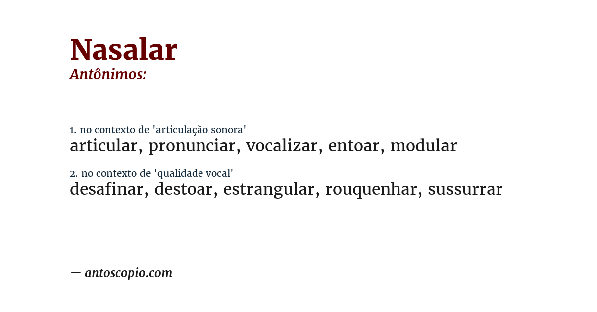 Antônimo de nasalar