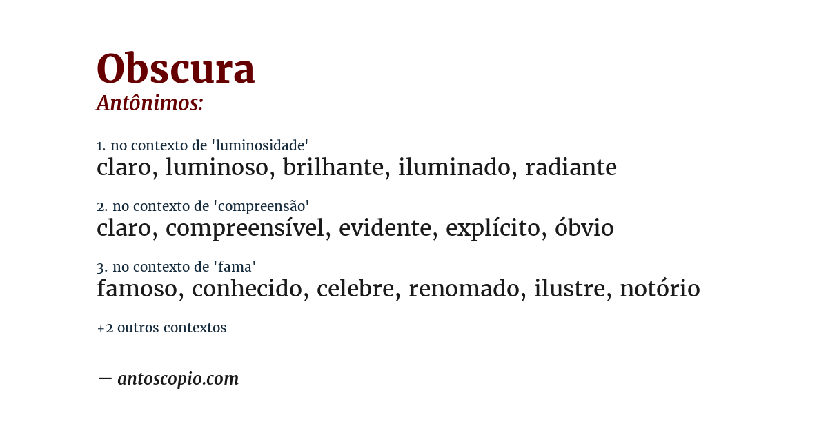 Antônimo de obscura