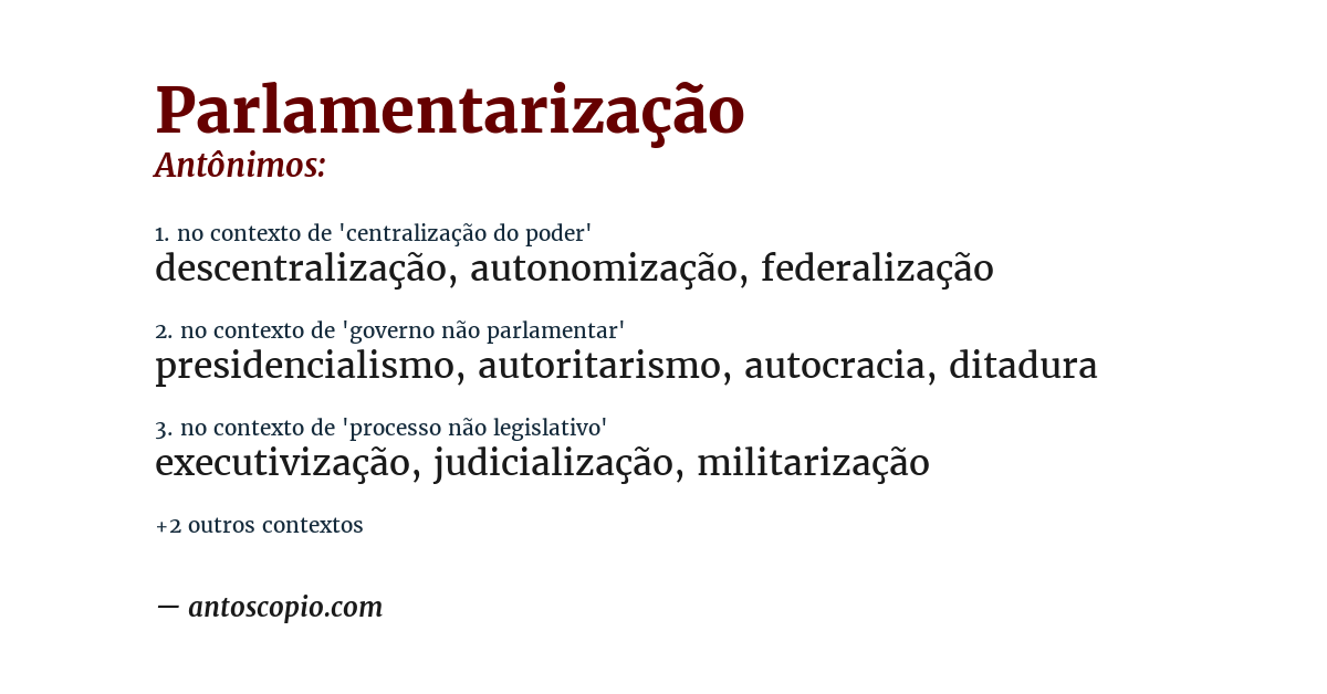 Antônimo de parlamentarização