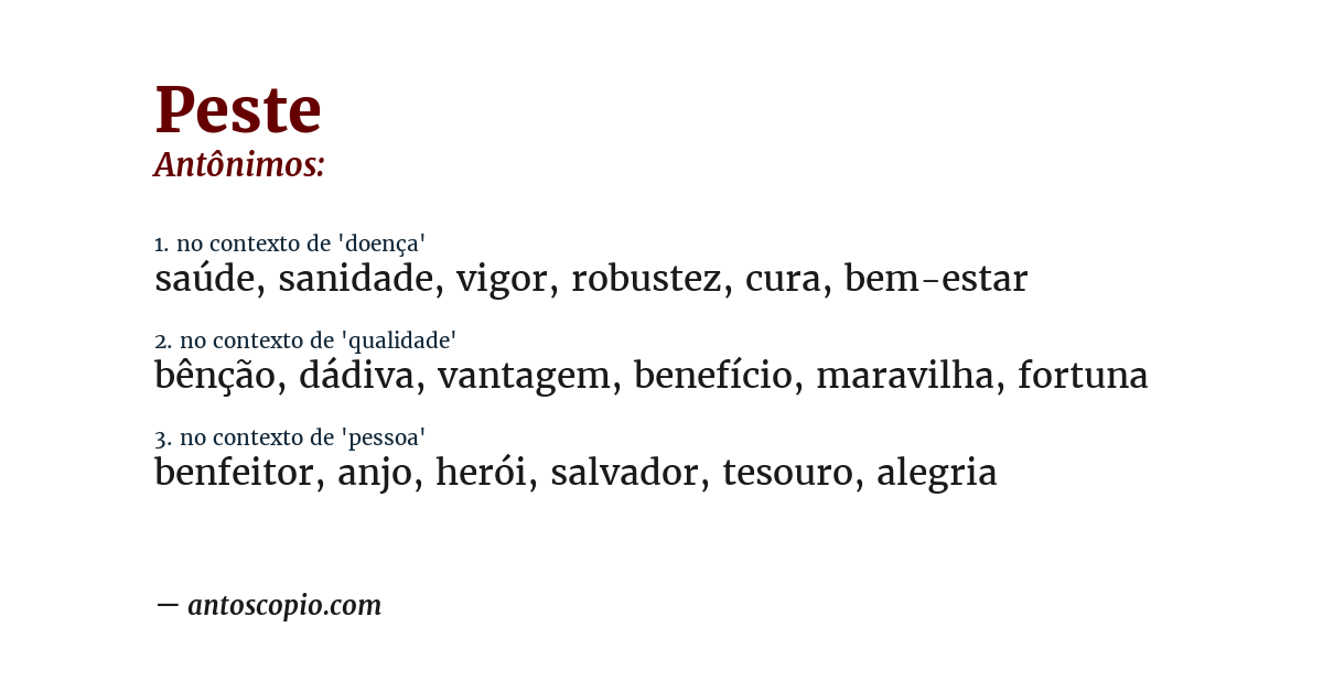 Antônimo de peste