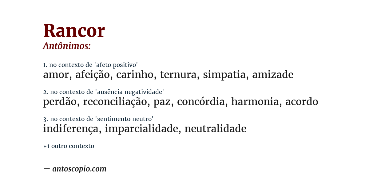 Antônimo de rancor