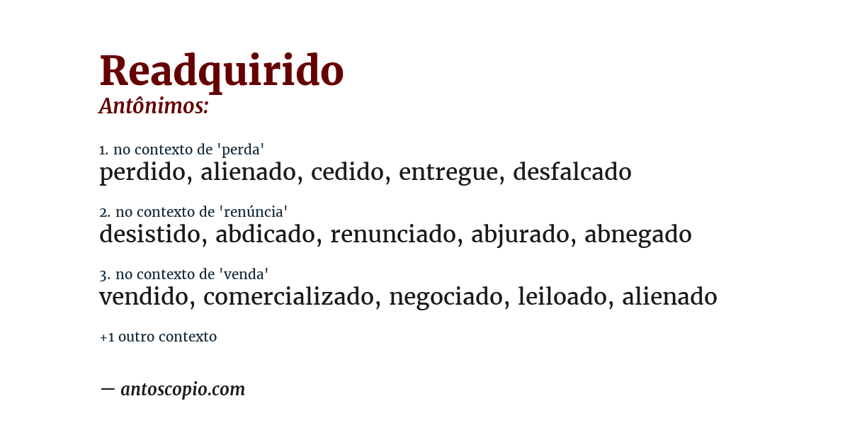 Antônimo de readquirido
