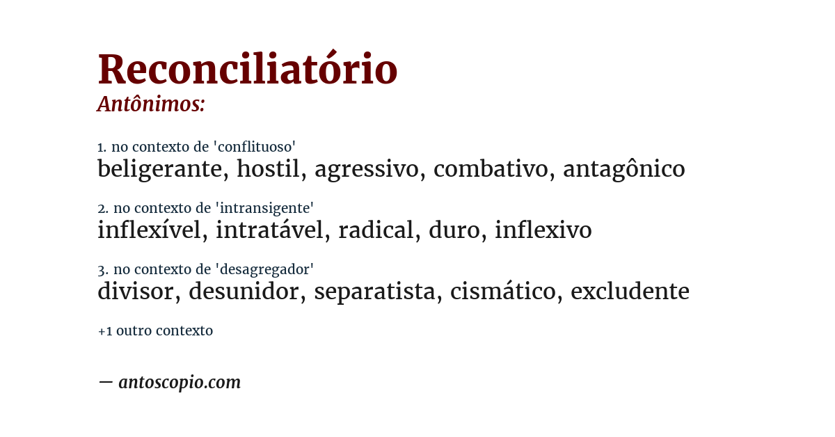 Antônimo de reconciliatório