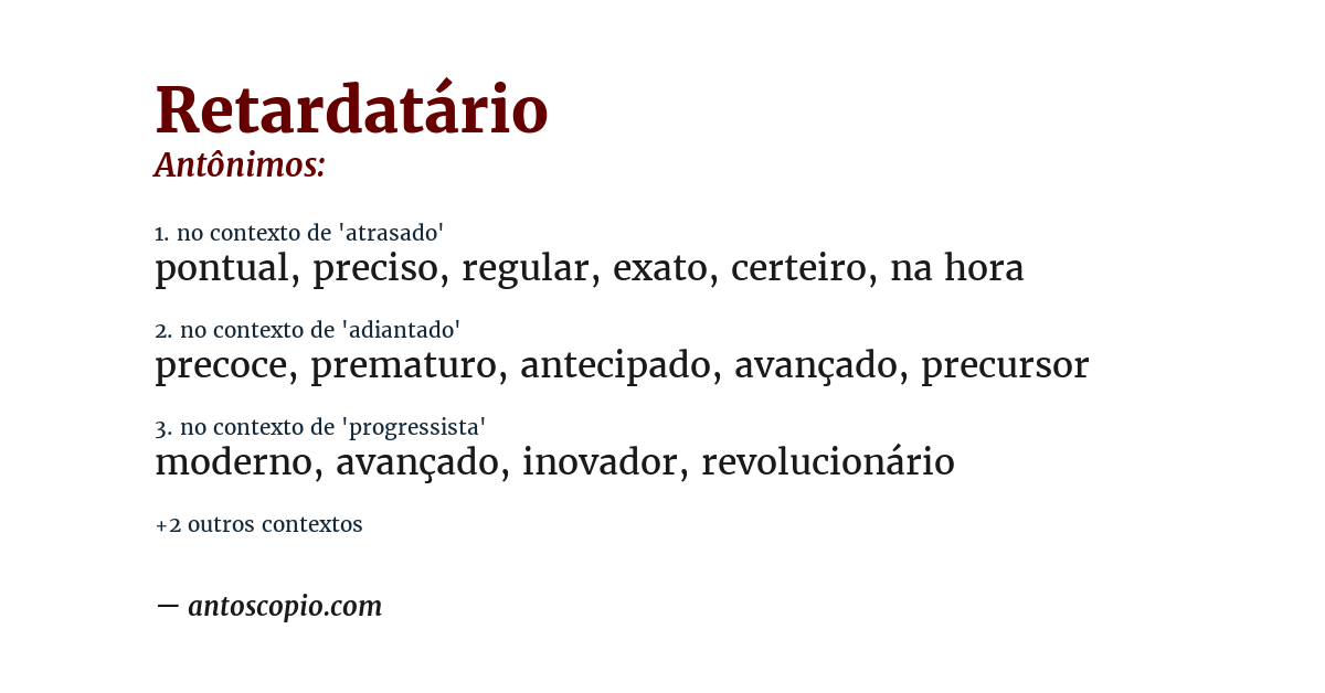 Antônimo de retardatário