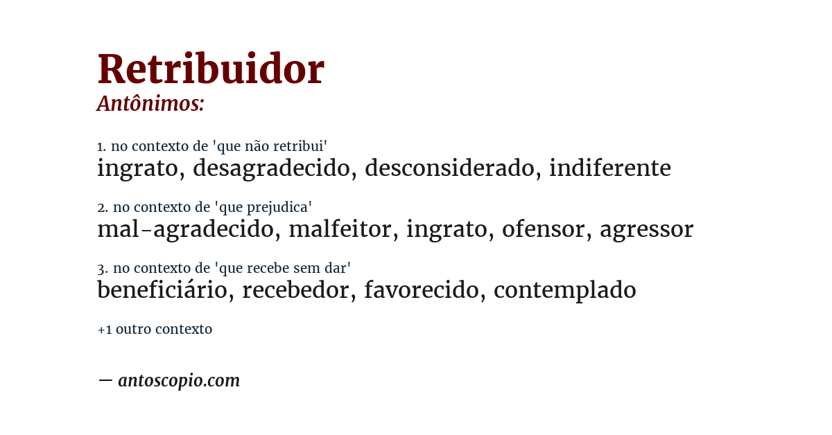 Antônimo de retribuidor