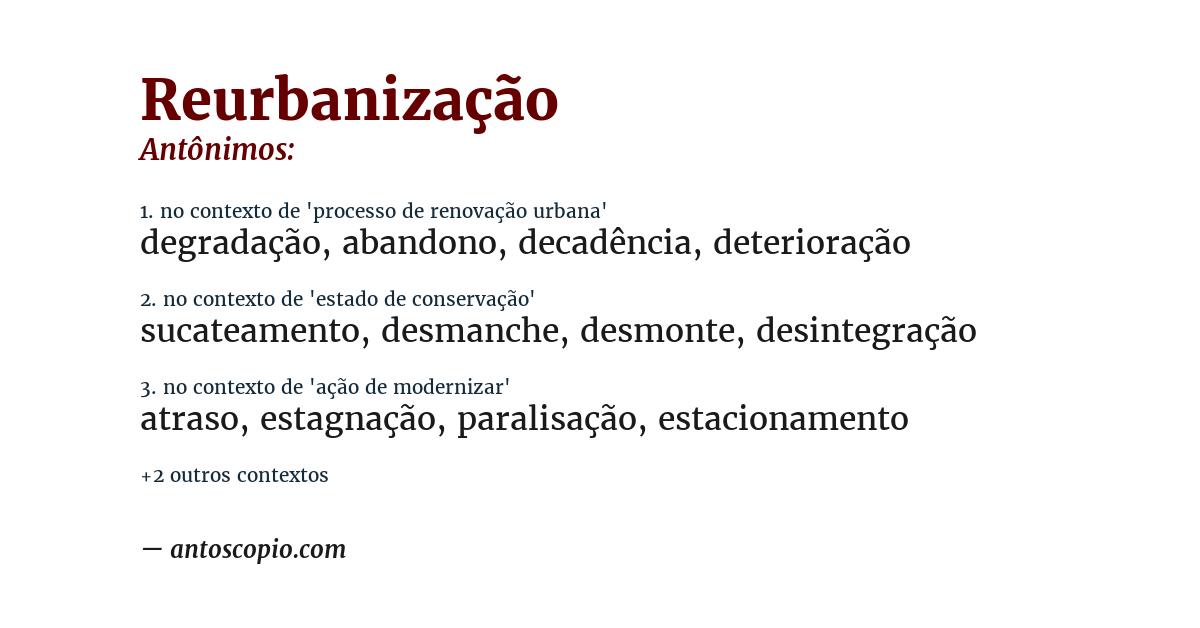 Antônimo de reurbanização