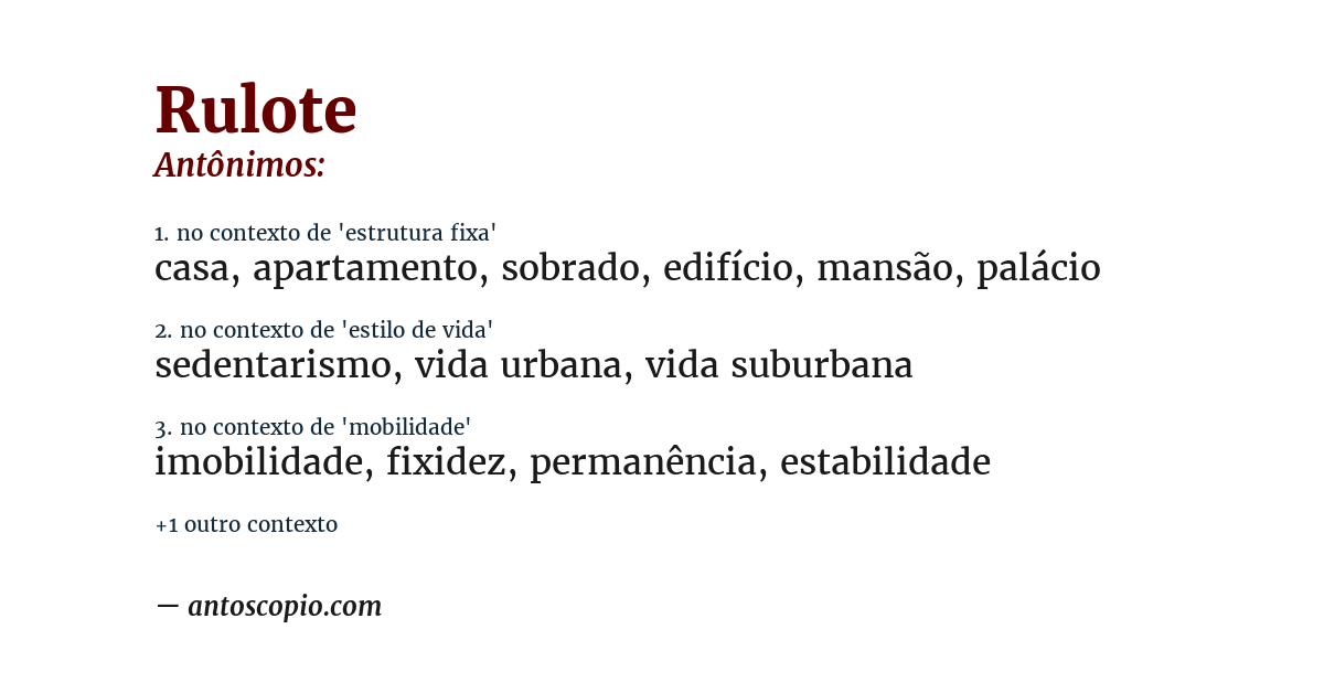 Antônimo de rulote