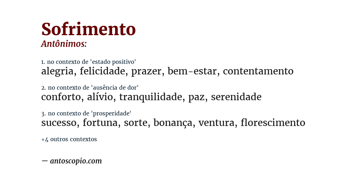 Antônimo de sofrimento