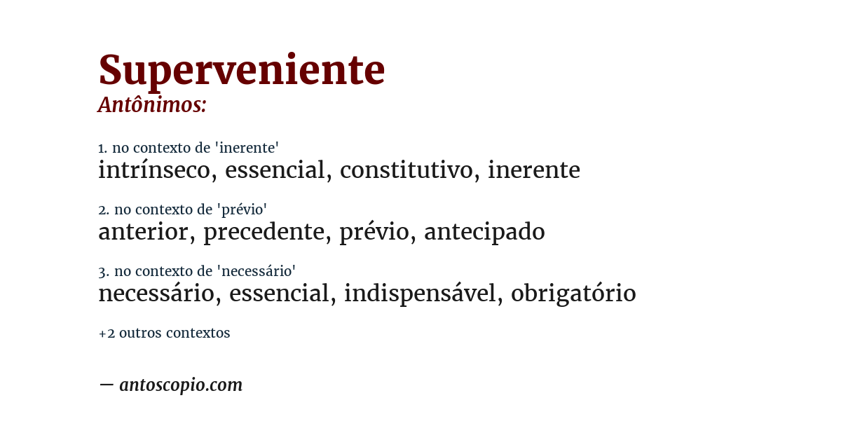 Antônimo de superveniente