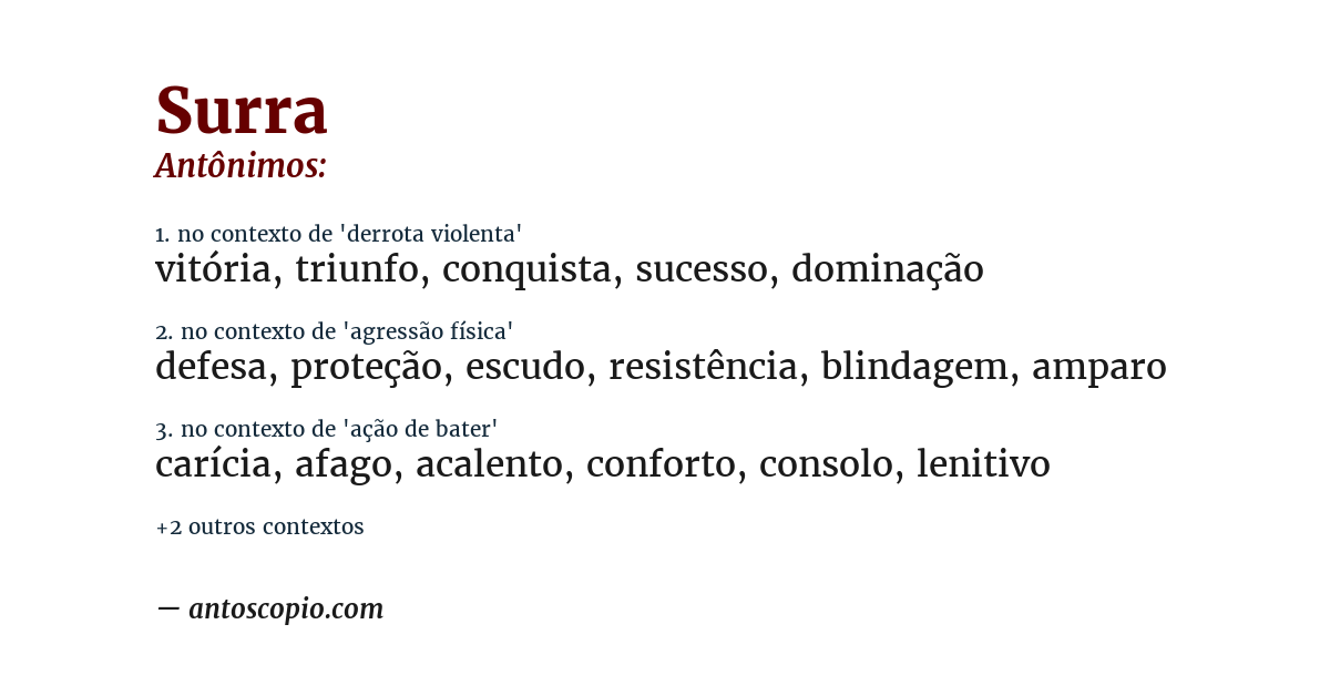 Antônimo de surra