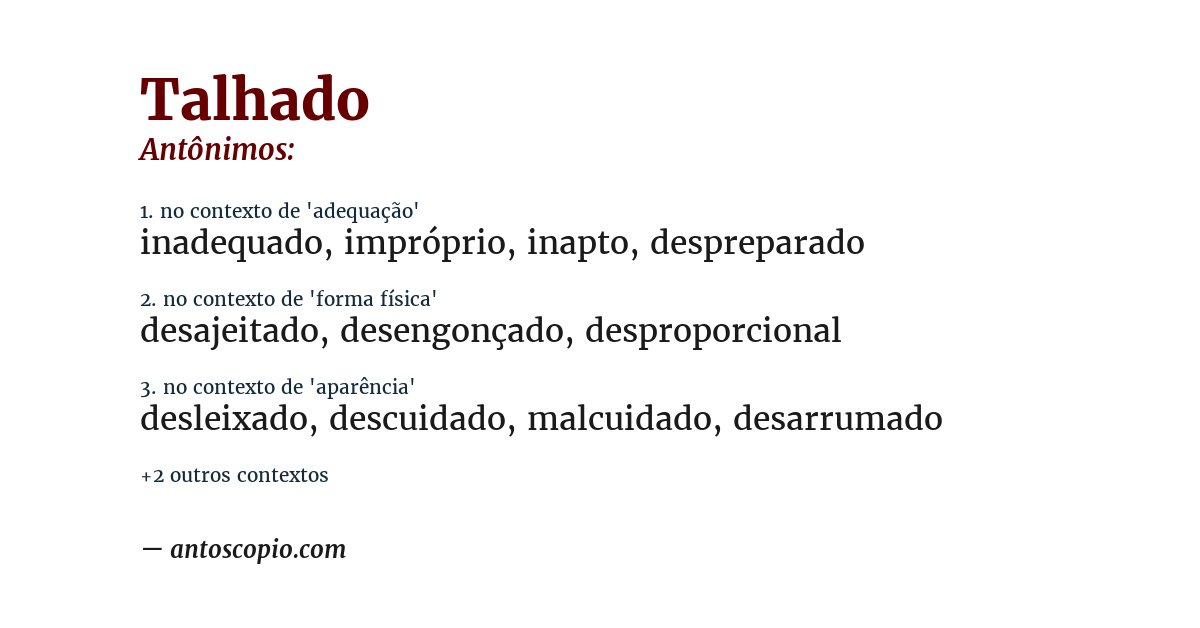 Antônimo de talhado