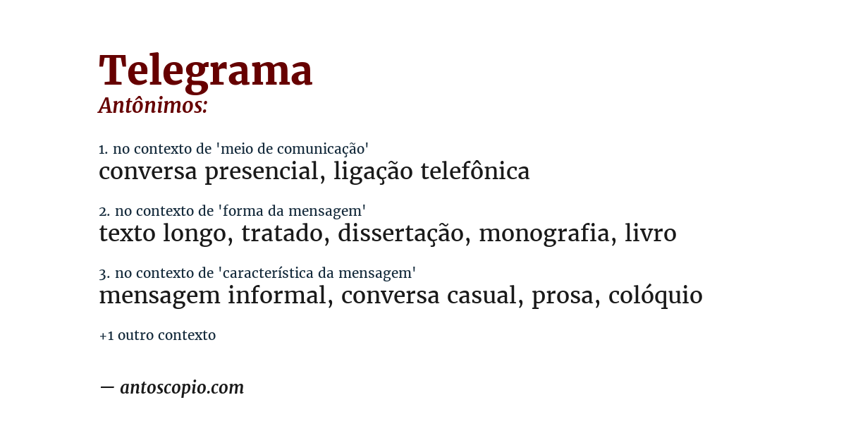 Antônimo de telegrama