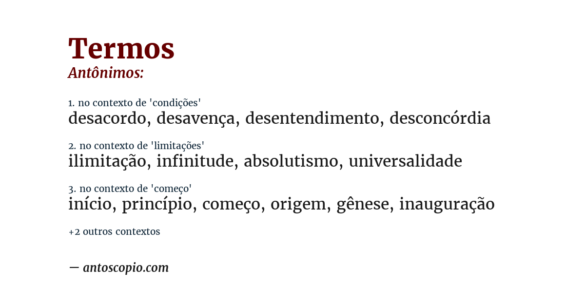 Antônimo de termos