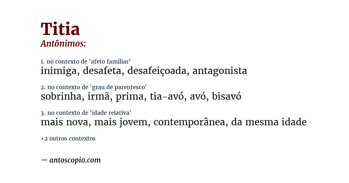 Antônimo de titia