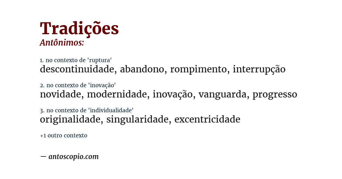 Antônimo de tradições