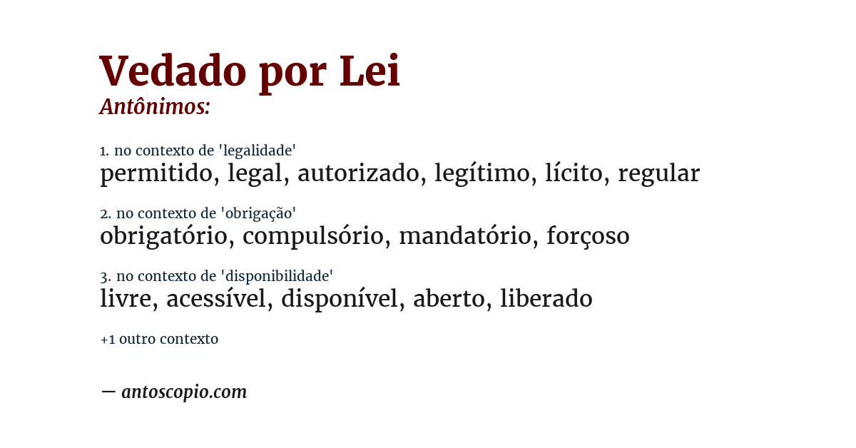 Antônimo de vedado por lei