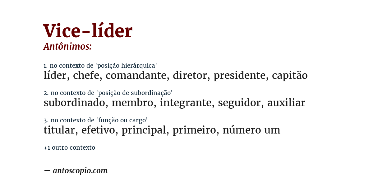 Antônimo de vice-líder