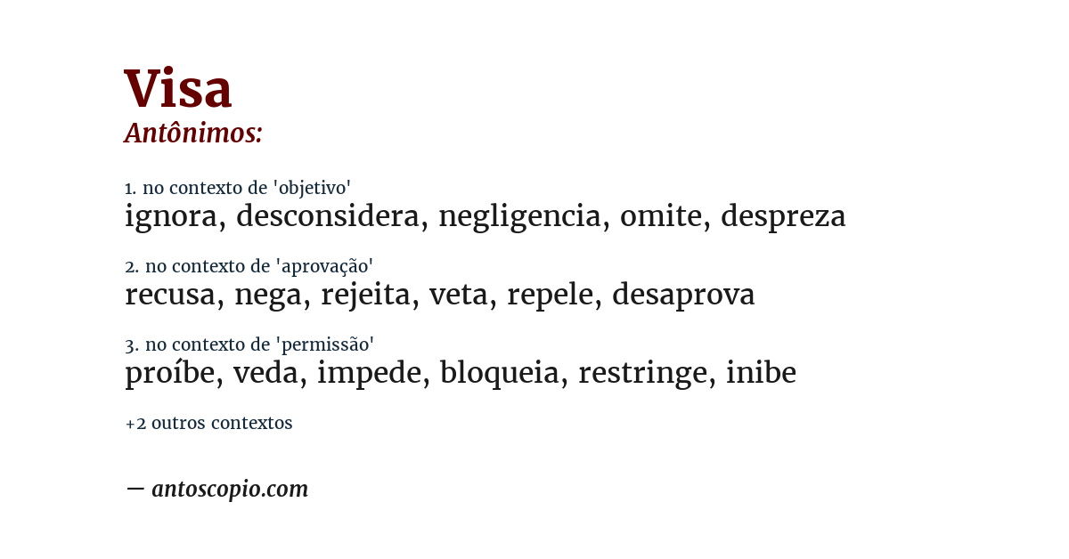 Antônimo de visa