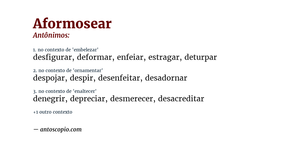 Antônimo de aformosear