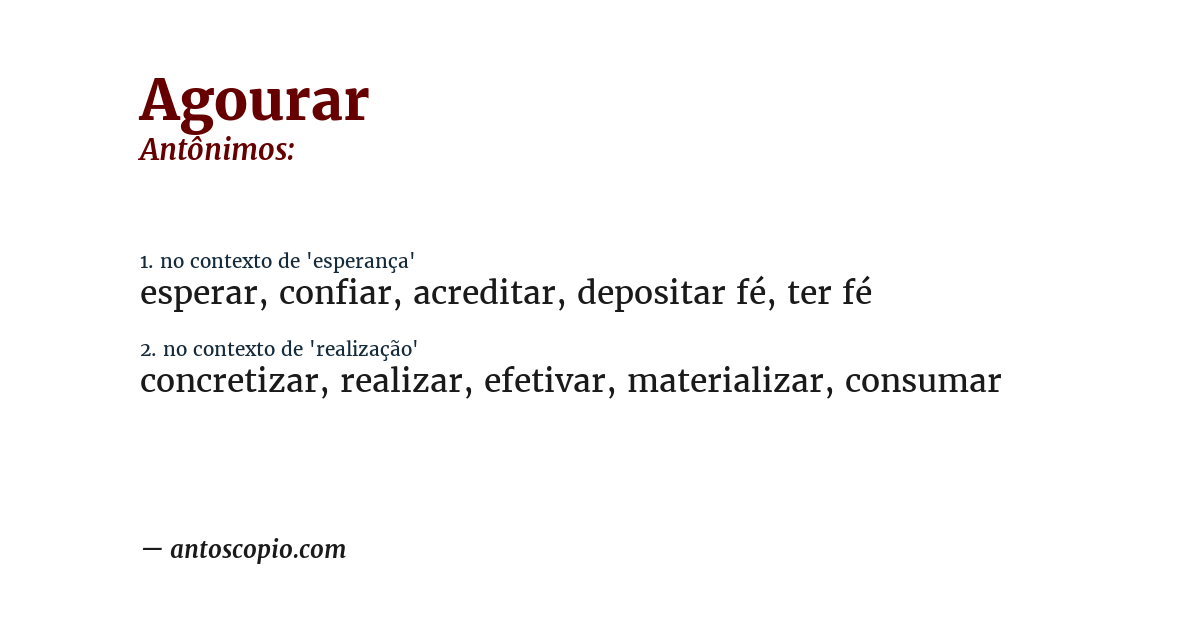 Antônimo de agourar