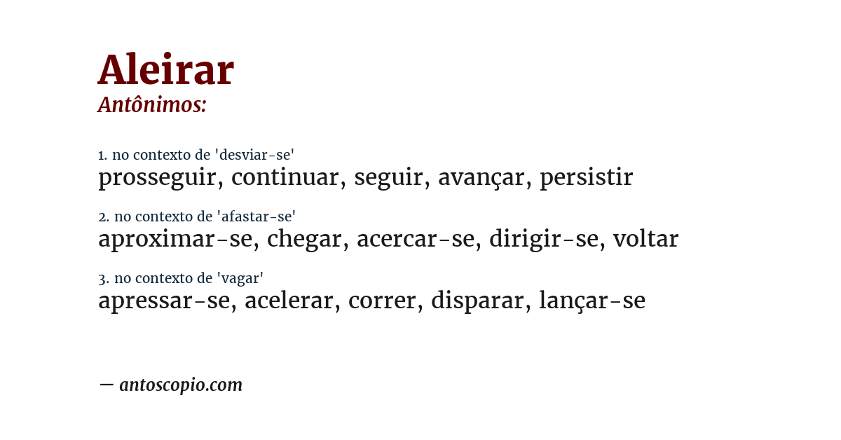 Antônimo de aleirar