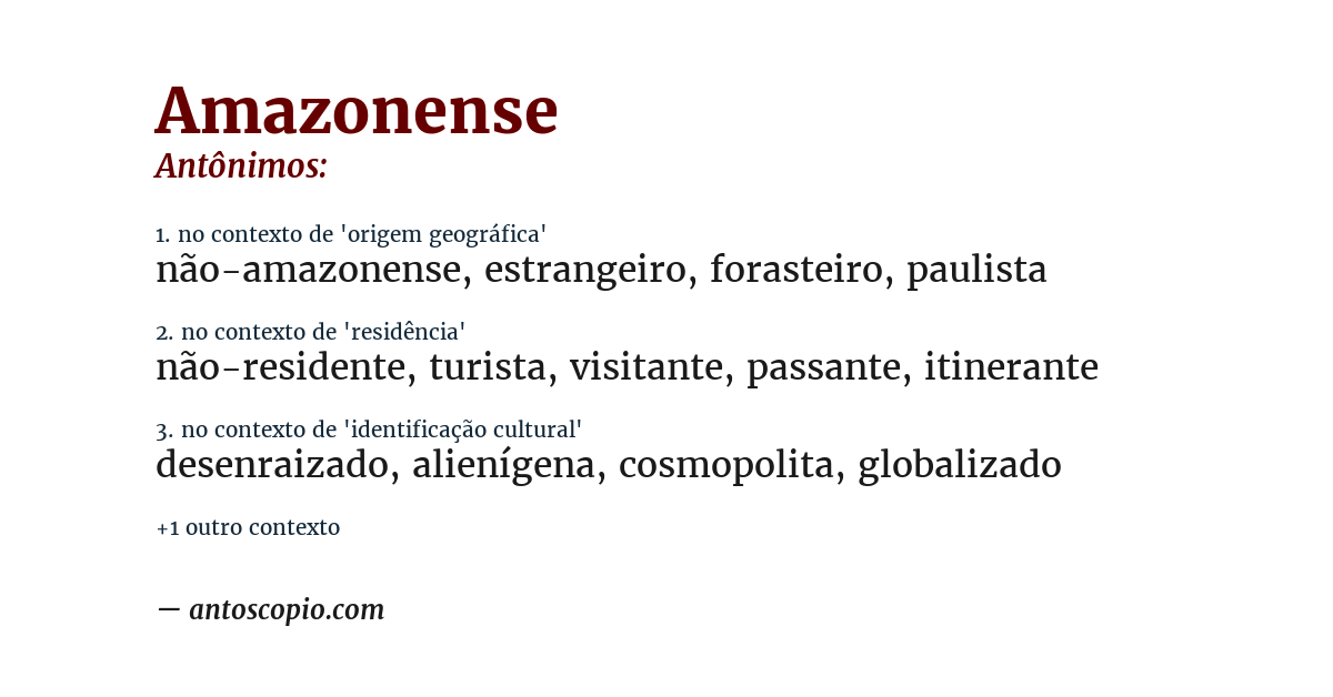 Antônimo de amazonense