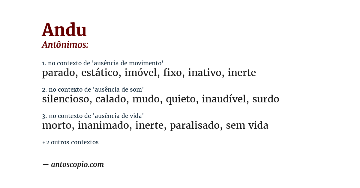 Antônimo de andu