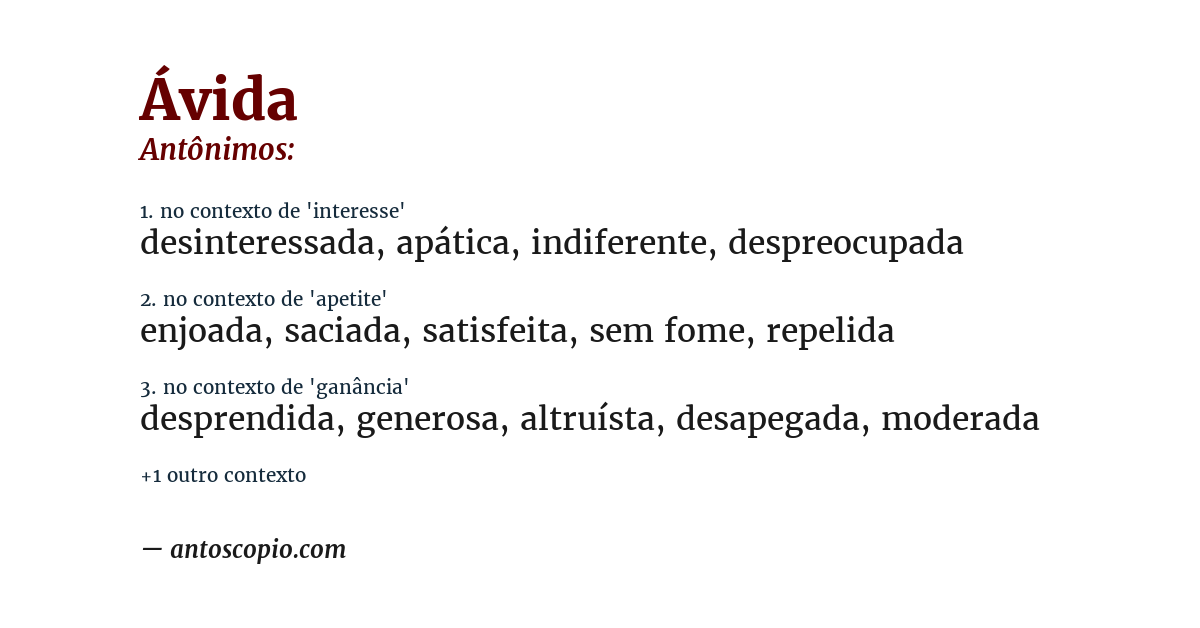 Antônimo de ávida