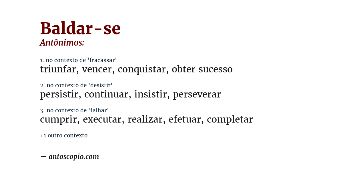 Antônimo de baldar-se