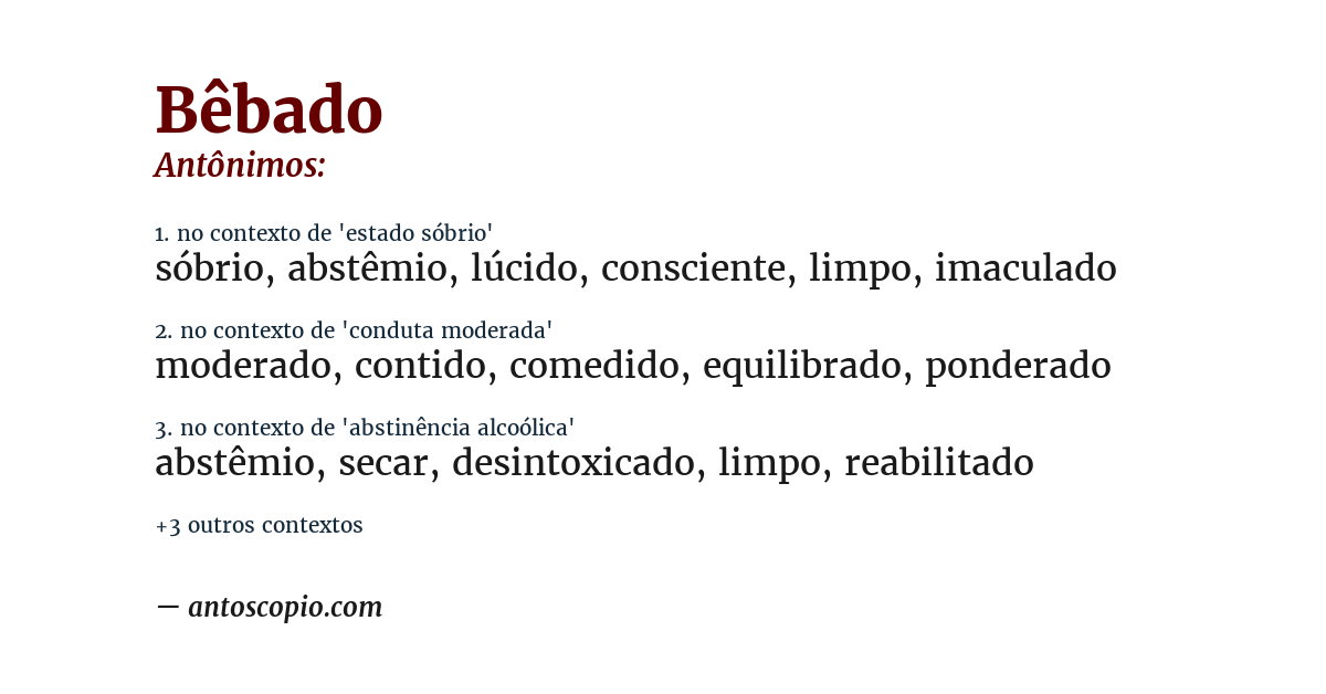 Antônimo de bêbado