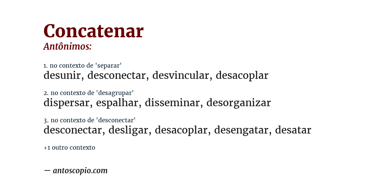 Antônimo de concatenar