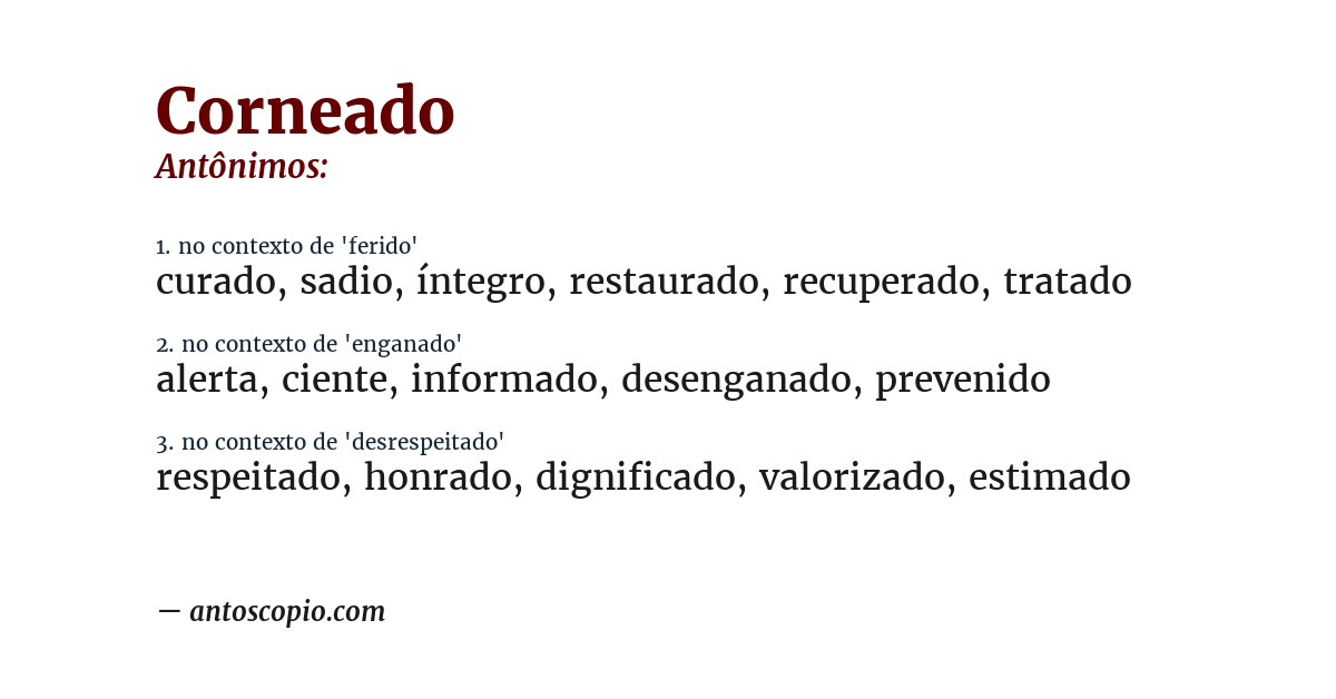 Antônimo de corneado