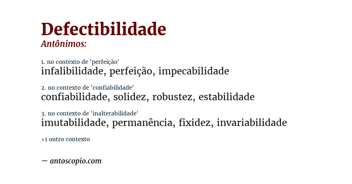 Antônimo de defectibilidade