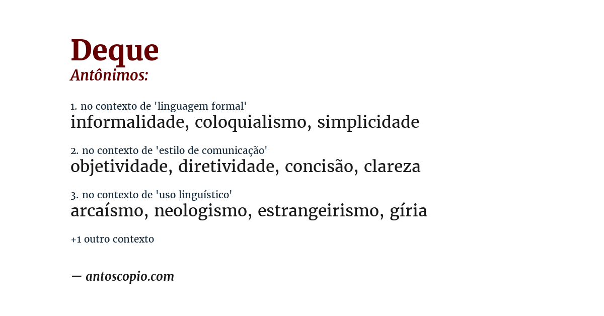 Antônimo de deque
