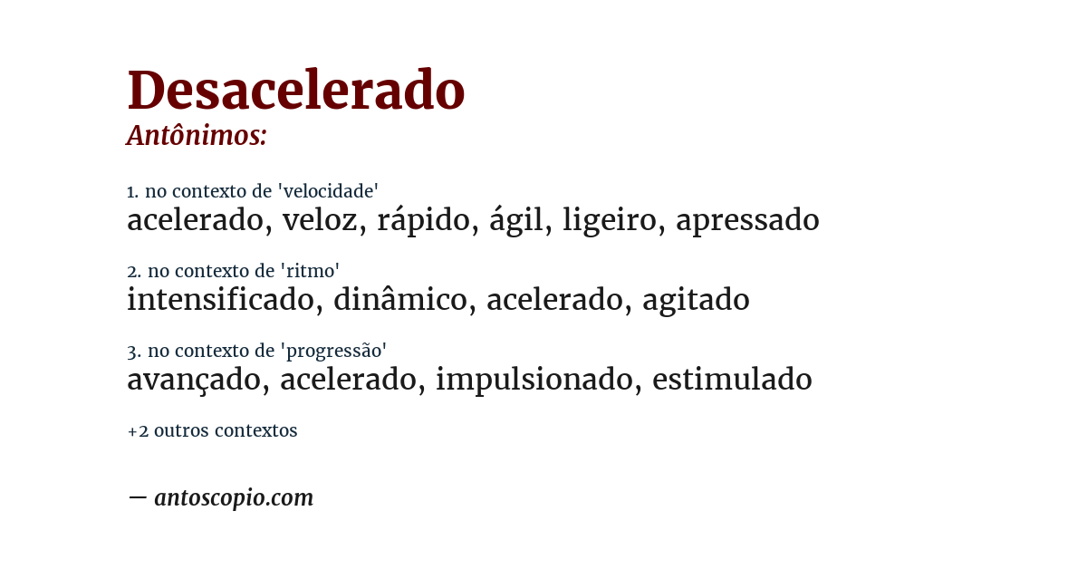 Antônimo de desacelerado