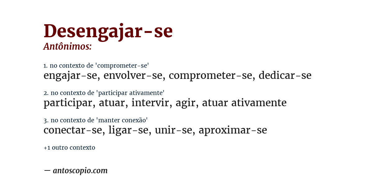 Antônimo de desengajar-se