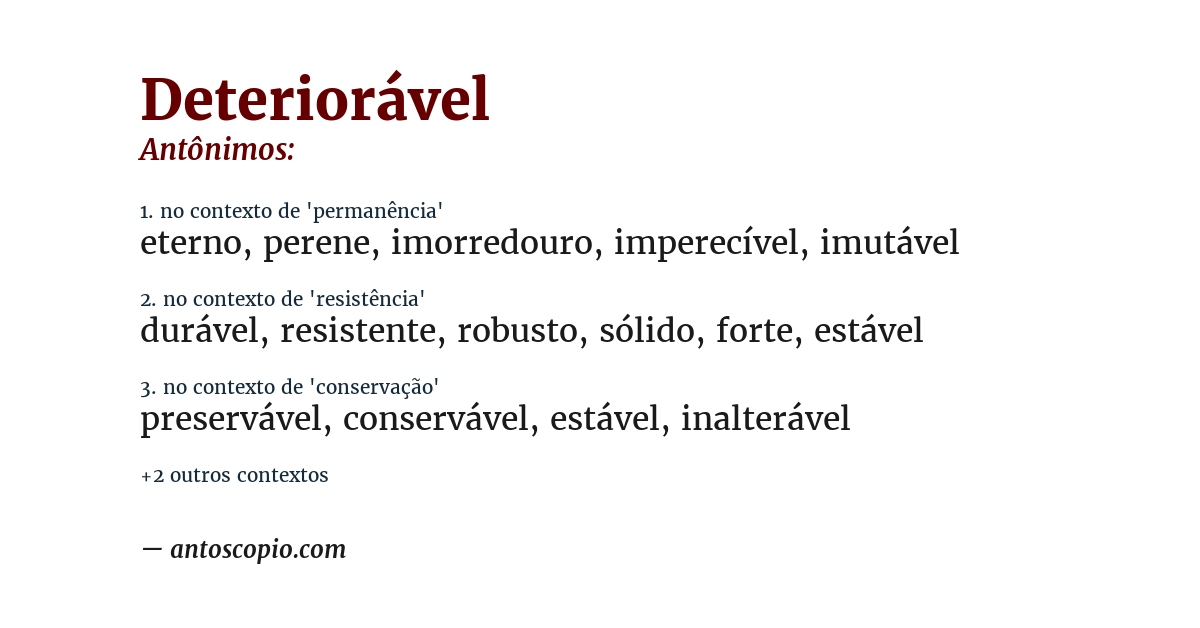 Antônimo de deteriorável