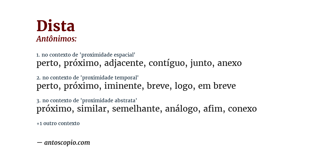 Antônimo de dista