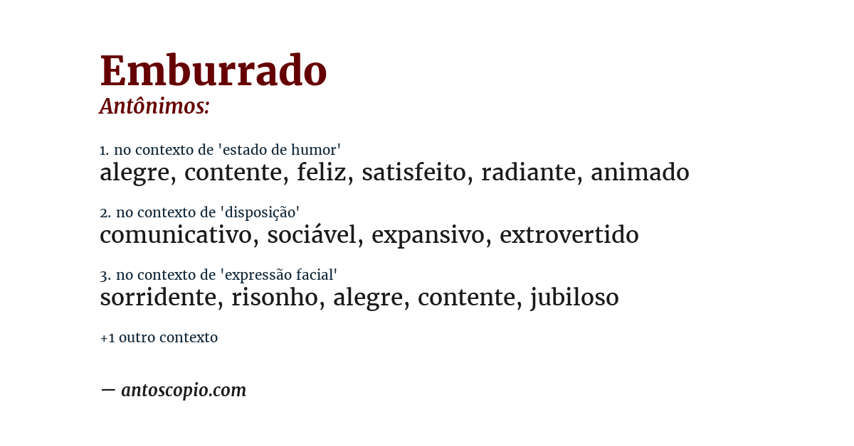 Antônimo de emburrado