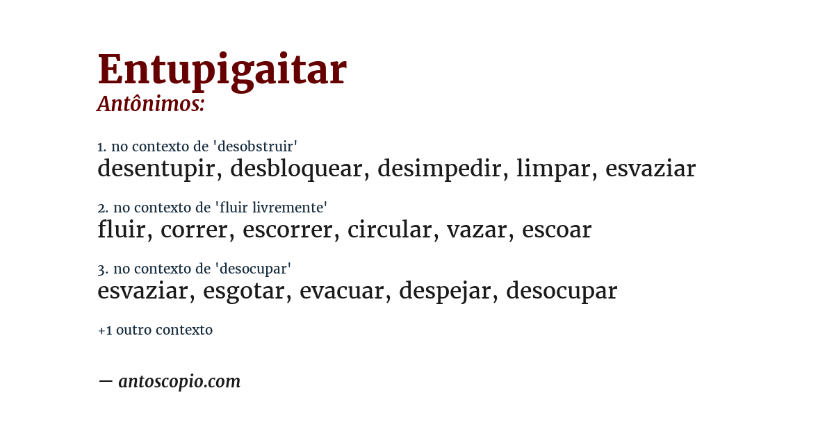 Antônimo de entupigaitar
