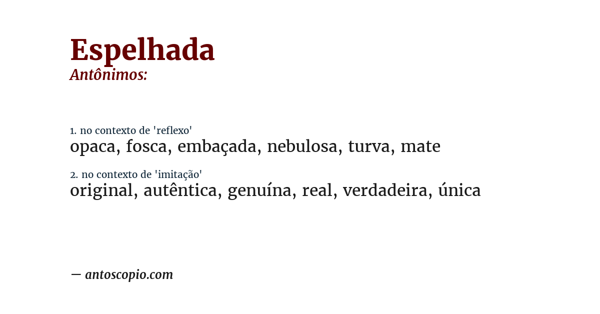 Antônimo de espelhada