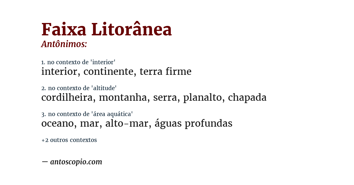 Antônimo de faixa litorânea
