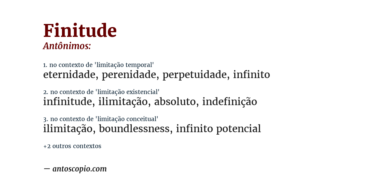 Antônimo de finitude