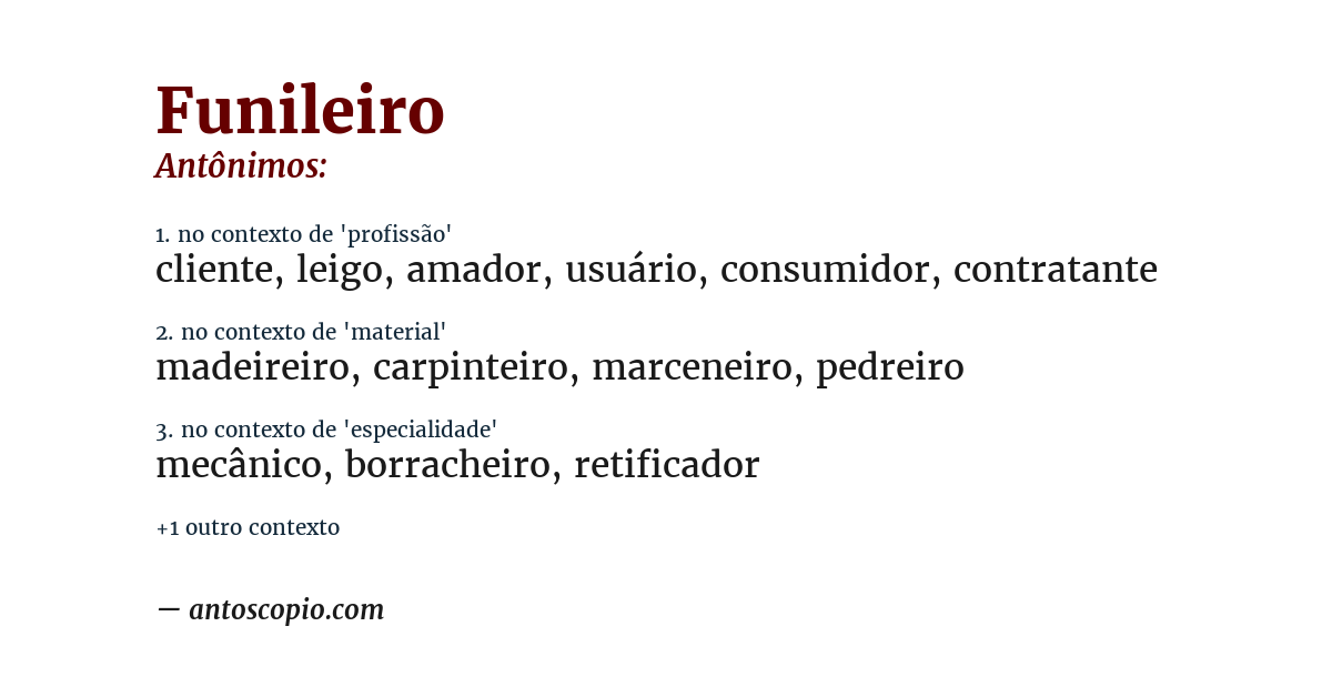 Antônimo de funileiro