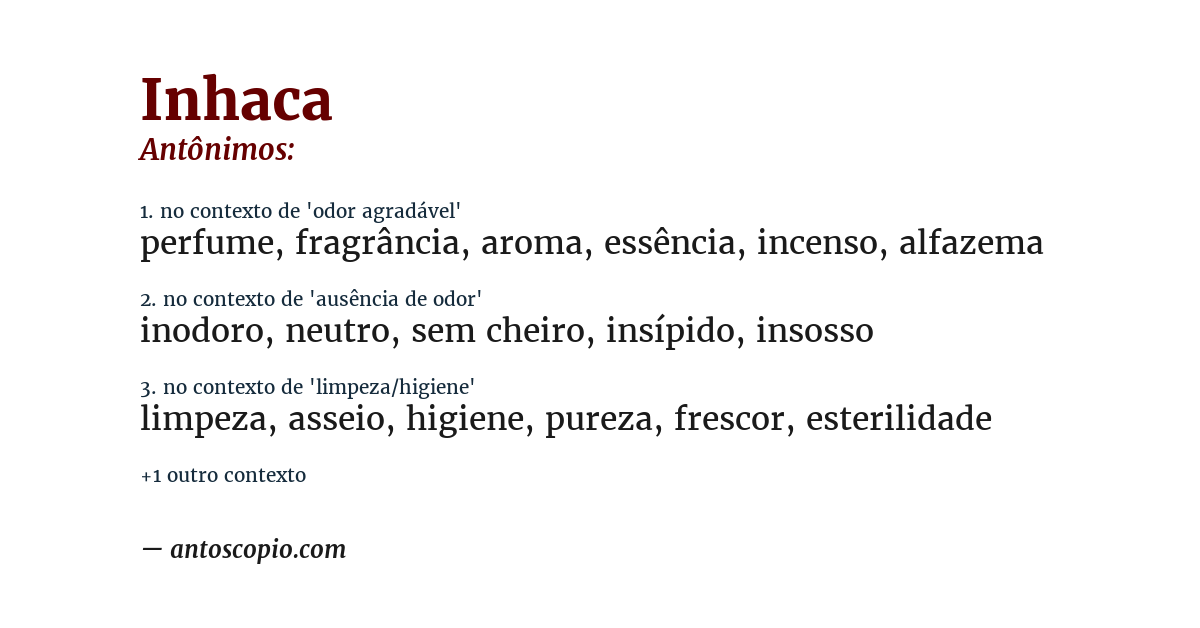 Antônimo de inhaca