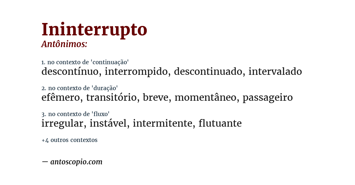 Antônimo de ininterrupto