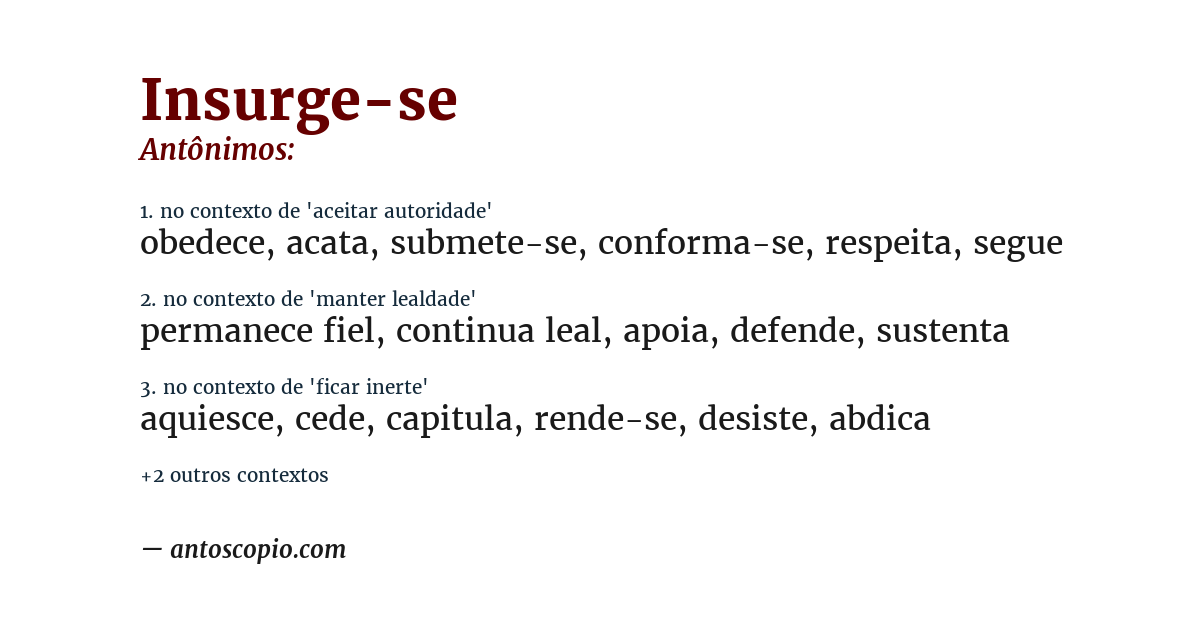 Antônimo de insurge-se