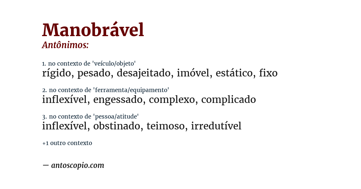 Antônimo de manobrável